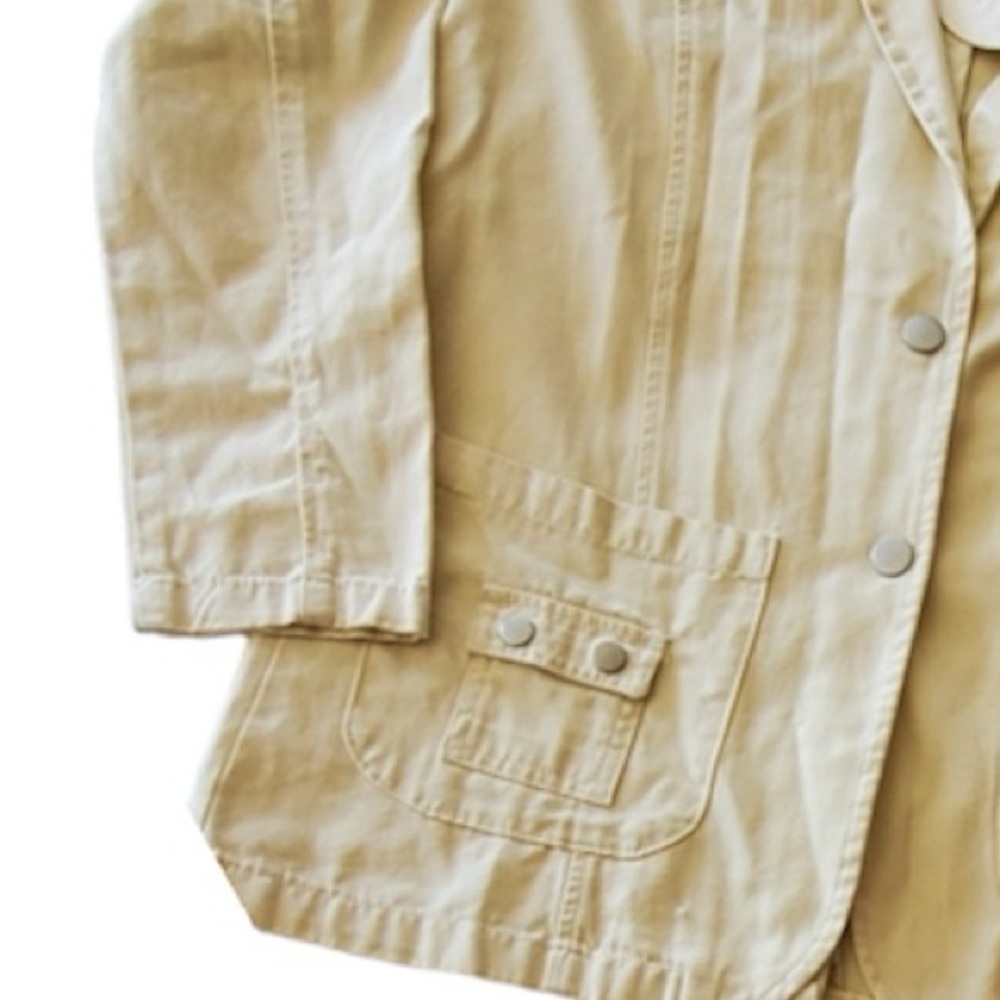 CURVE APPEAL Cream Cotton Soft Denim-Like Jacket Women’s Size Small - Picture 3 of 8